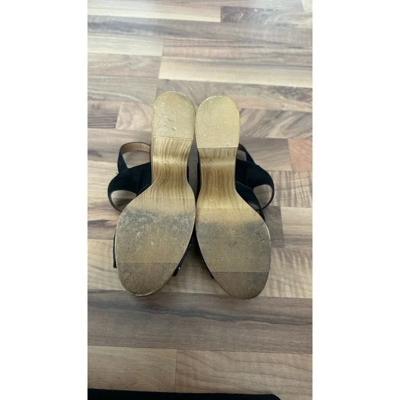 Womens Chunky Heel Sandals Size 8 Platform Clog Suede Boho Black Brown Festival - Picture 9 of 10